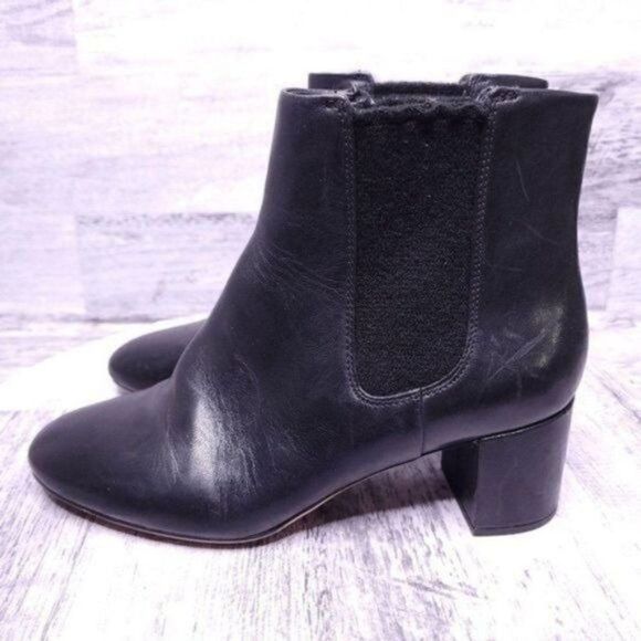 Clarks Heeled Block Heel Pull on Chelsea Leather Ankle Boot Black Women's sz 7.5 - Picture 4 of 9